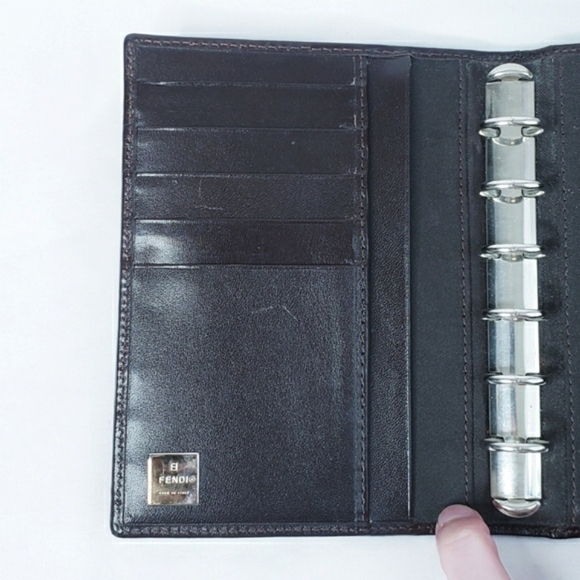 Vintage Rare Fendi Zucca Tri Fold Wallet Planner Agenda Brown Canvas - Picture 8 of 14